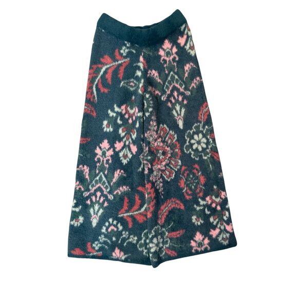 Daily Practice By Anthropologie Women's Floral Cozy Flared Pants Teal Large - Picture 4 of 7